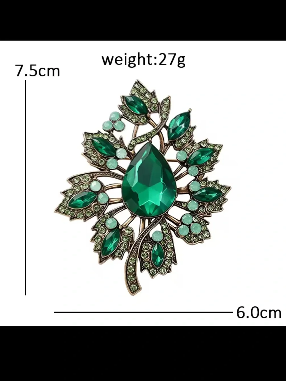 Autumn Amber Crystal Leaf Brooch